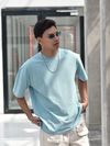 Sky Blue Textured Oversized T-shirt