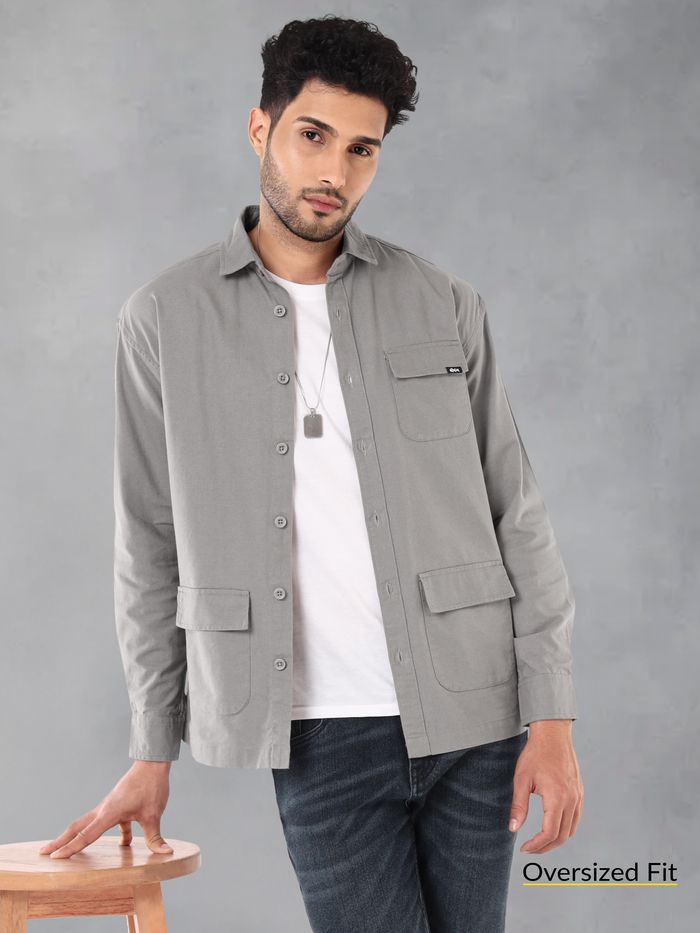 Mens sales grey shacket