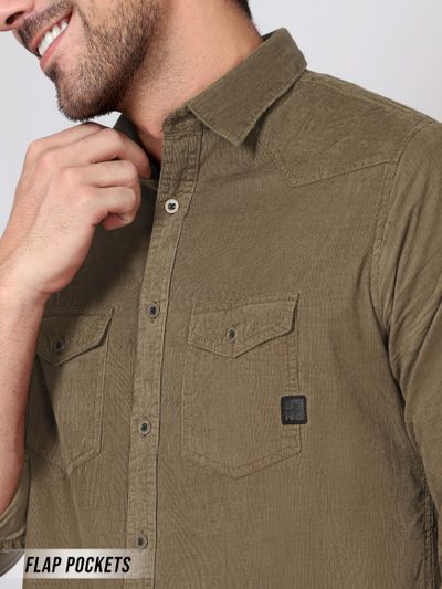  Tan Brown Corduroy Shirt for Men