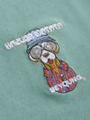 Teal Green Savage Junkie Embroidered Patch Oversized T-Shirt