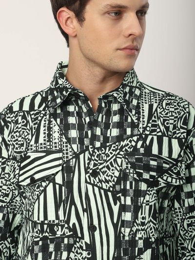 White and Black Abstract Print Shacket White and Black Abstract Print Shacket