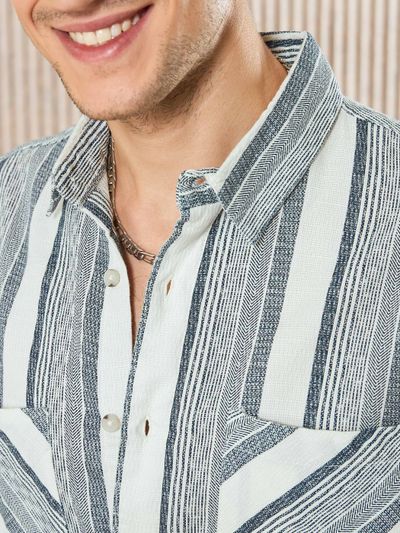 White and Blue Striped Shirt