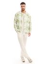 White and Light Olive Shacket-Fit Shirt