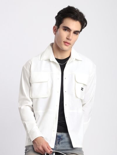 White Baggy Pocketed Shirt