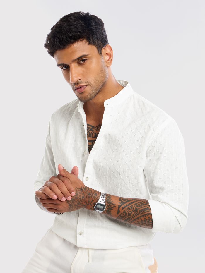 Mandarin collar shirts online on sale