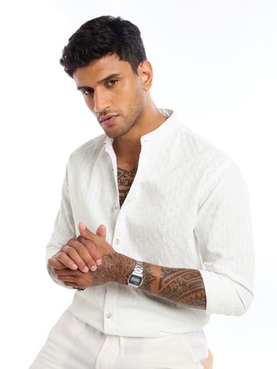 Mens Mandarin Collar White main image 0