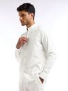 White Mandarin Collar Shirt For Men