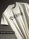 White HD Embroidered Dual Sleeves Oversized T-Shirt