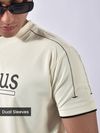 White HD Embroidered Dual Sleeves Oversized T-Shirt