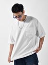 White Puff Patch Pocket Oversized T-Shirt