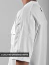 White Puff Patch Pocket Oversized T-Shirt