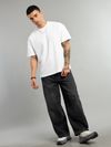 White Ribbed Texture Oversized T-Shirt
