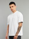 White Ribbed Texture Oversized T-Shirt