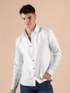 White Textured Check Shirt