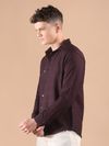 Wine Textured Check Shirt