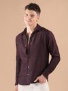 Wine Textured Check Shirt