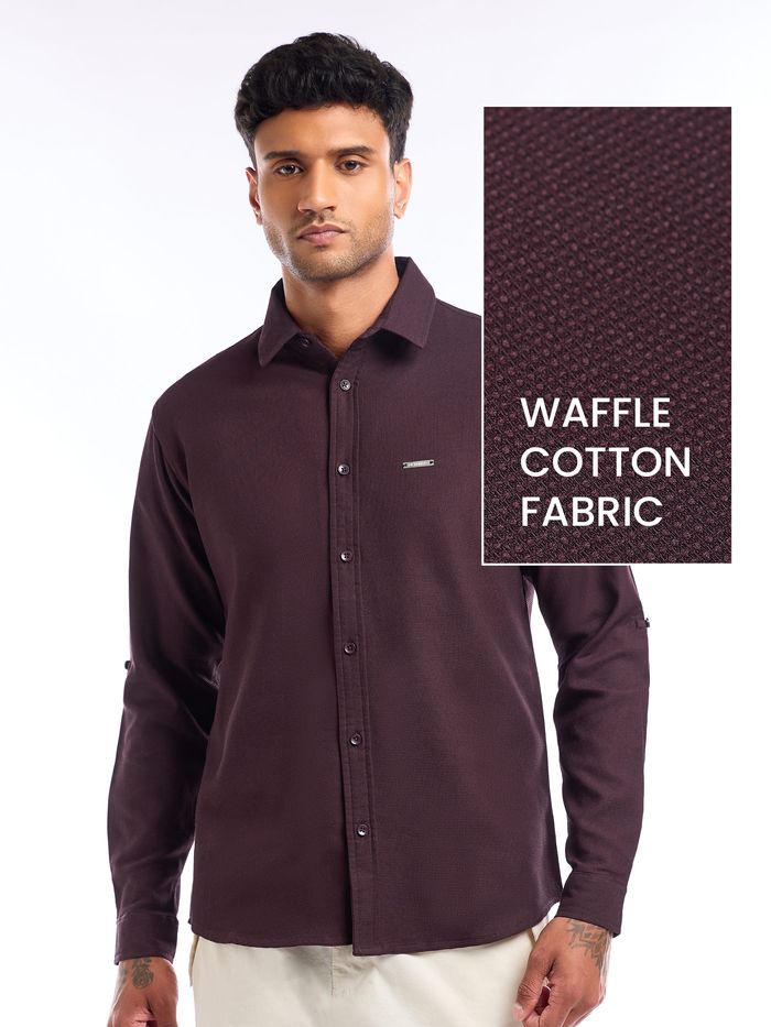 Buy Wine Waffle Texture Shirt Online in India -Beyoung