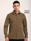 Wood Brown Angular Pocket Shirt