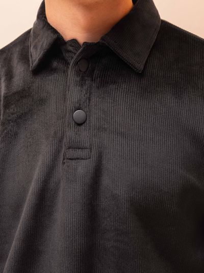 Black Corduroy Sweatshirt for Men