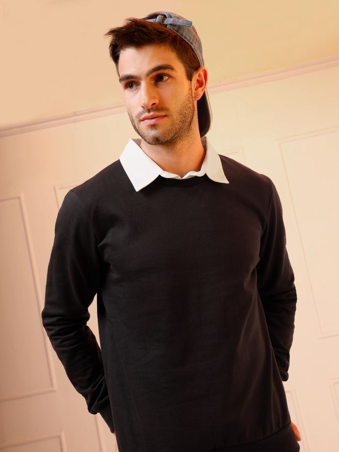 Sweatshirt with collar for men sales