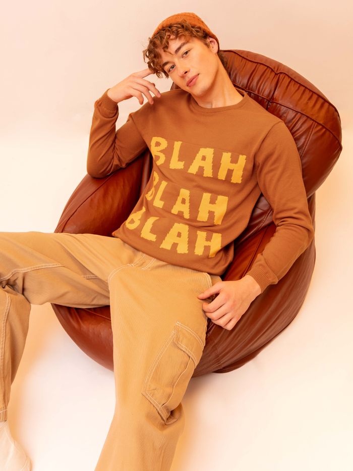 Buy Blah Blah Flat Knit Sweater for Men Online in India Beyoung