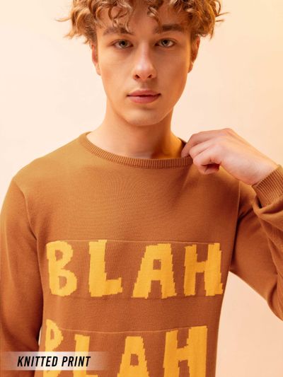 Blah Blah Flat Knit Sweater for Men
