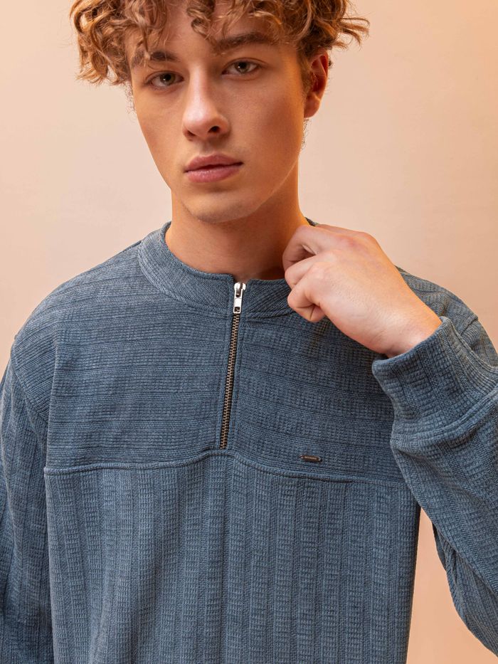 Bluish grey Structured Sweatshirt for Men