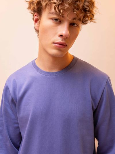 Solid Dark Purple Men Sweatshirts