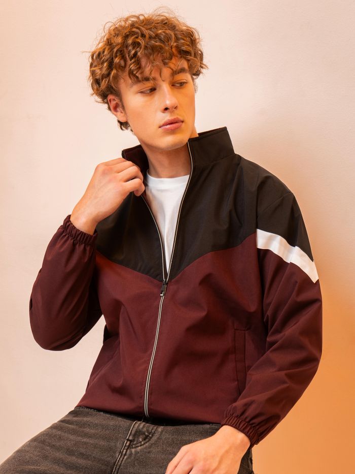 Maroon color jacket best sale mens