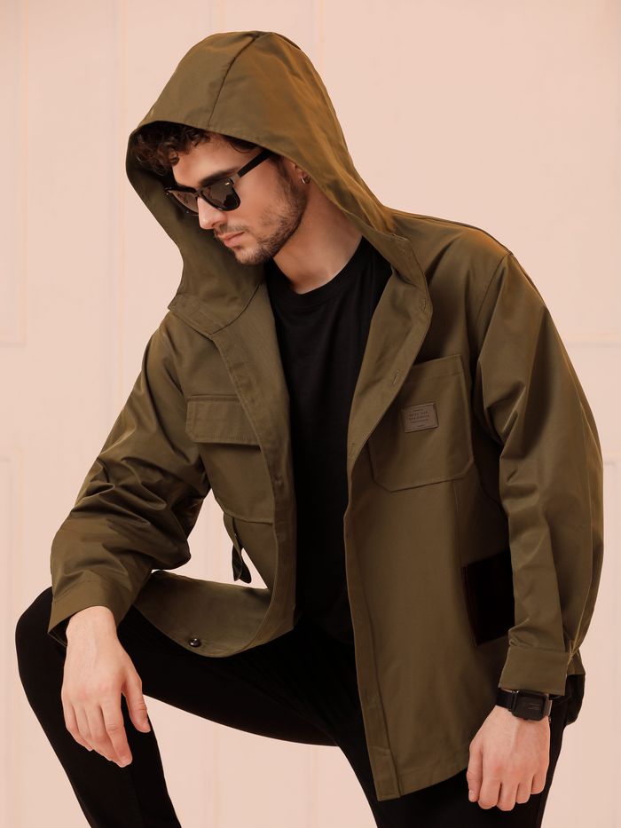Mens brown hooded top jacket