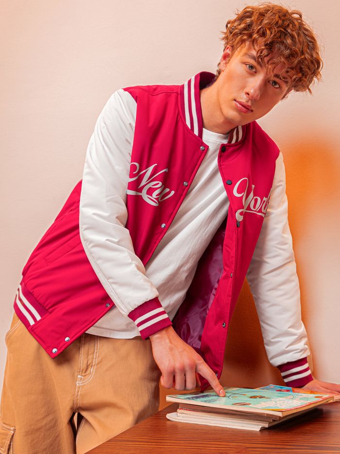 Varsity top jacket burgundy