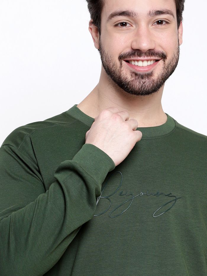 Buy Dark Forest Green Diagonal Knit Sweatshirt for Men Online in