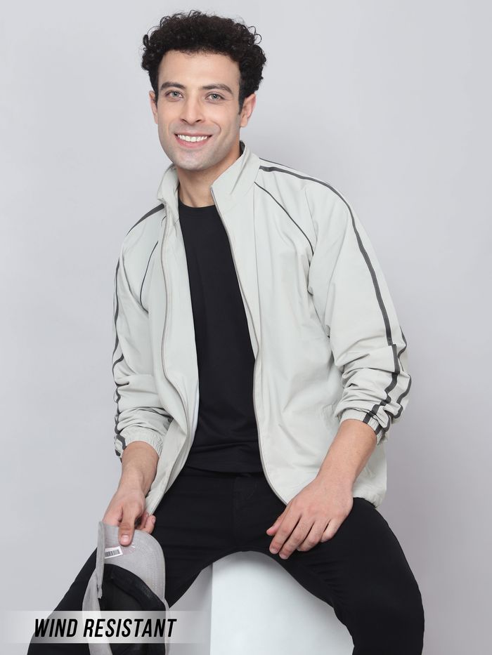 Buy Off White Dual Striped Windcheater Jacket for Men Online in