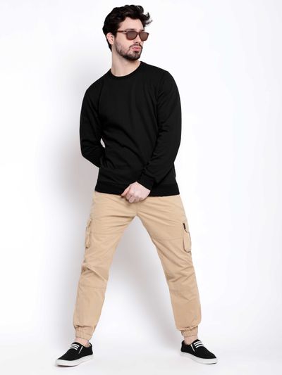 Black sweatshirt sale mens outfit