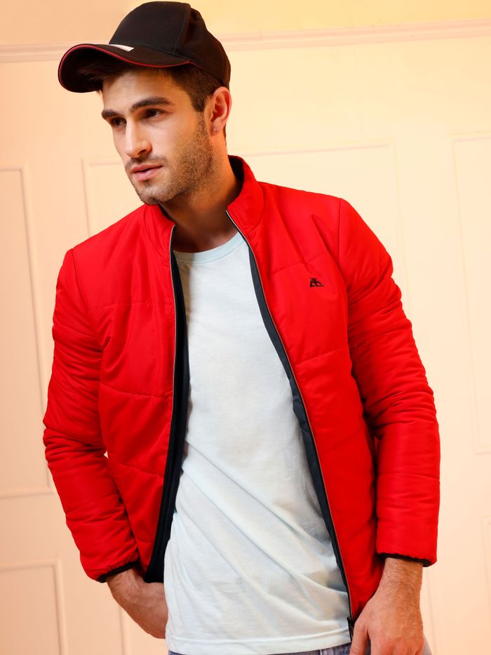 Buy Red and Navy Blue Reversible Bomber Jacket For Men Online in