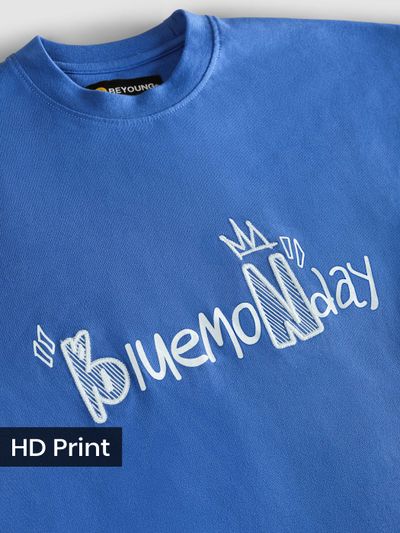 Electric Blue Monday Graphic HD Print T-shirt Electric Blue Monday Graphic HD Print T-shirt