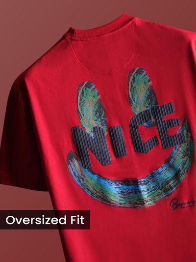 Red Smiley Rubber Printed T-shirt Red Smiley Rubber Printed T-shirt