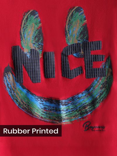 Red Smiley Rubber Printed T-shirt Red Smiley Rubber Printed T-shirt