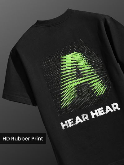 Black 3D Illusion Rubber Printed T-Shirt