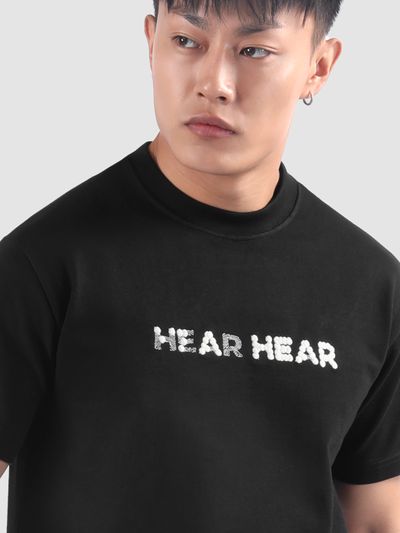 Black 3D Illusion Rubber Printed T-Shirt