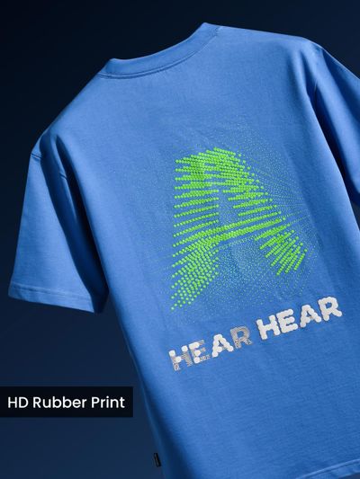 Blue 3D Illusion Rubber Printed T-Shirt