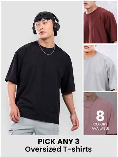 Shop plain oversized t-shirts for men in combo online at beyoung, 