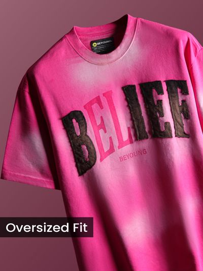 Hot Pink Belief Acid Wash Oversized Tshirt Hot Pink Belief Acid Wash Oversized Tshirt