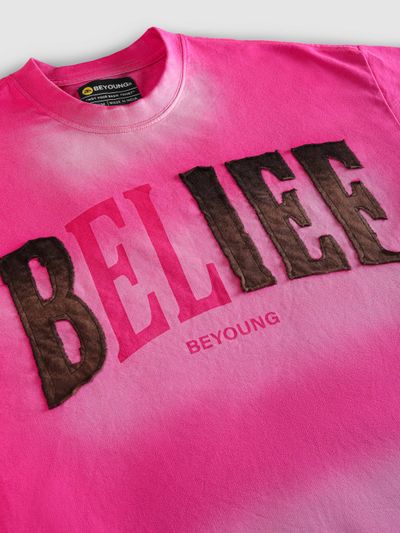 Hot Pink Belief Acid Wash Oversized Tshirt Hot Pink Belief Acid Wash Oversized Tshirt