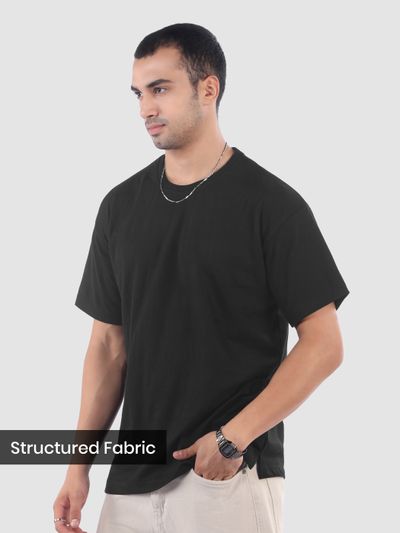 Black Structured Oversized T-Shirt