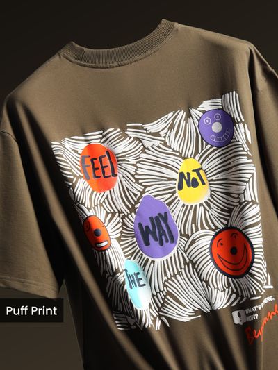 Dark Tan Blooming Puff Printed Oversized T-Shirt Dark Tan Blooming Puff Printed Oversized T-Shirt