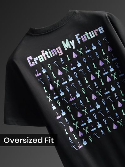Black Typography Printed Oversized T-Shirt Black Typography Printed Oversized T-Shirt