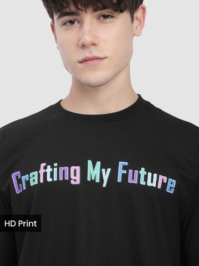Black Typography Printed Oversized T-Shirt Black Typography Printed Oversized T-Shirt