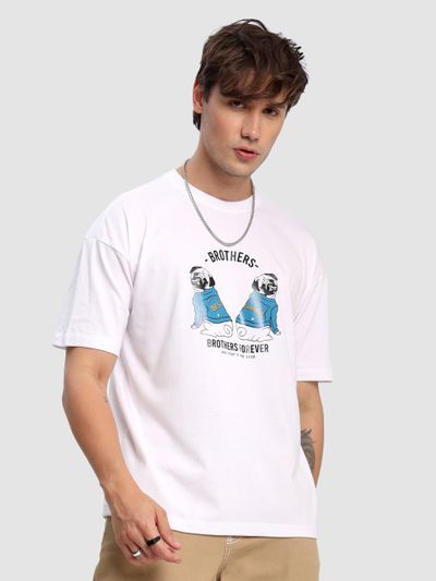 Brothers Forever Printed Oversized T-shirt for Men