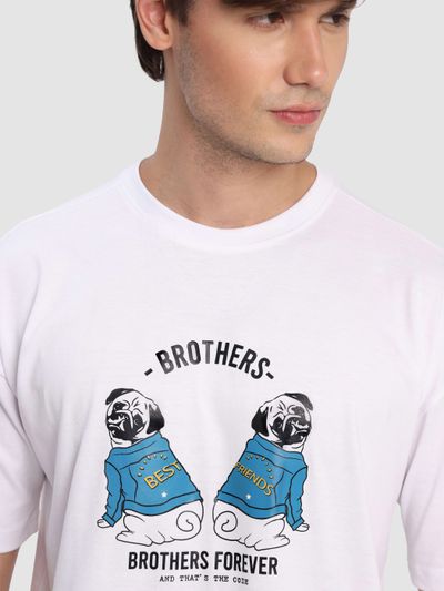 Brothers Forever Printed Oversized T-shirt for Men